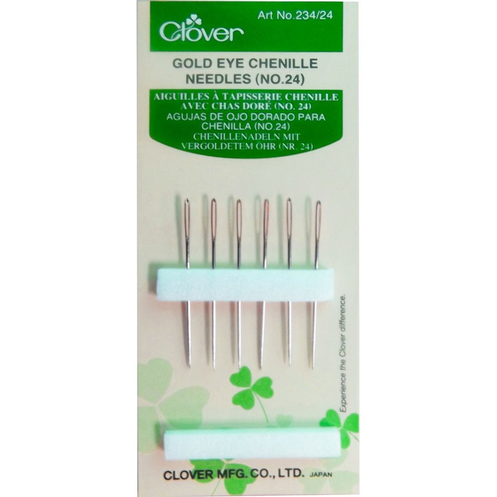 Clover 234-24 Gold Eye Chenille Needles -Size 24 6/Pkg