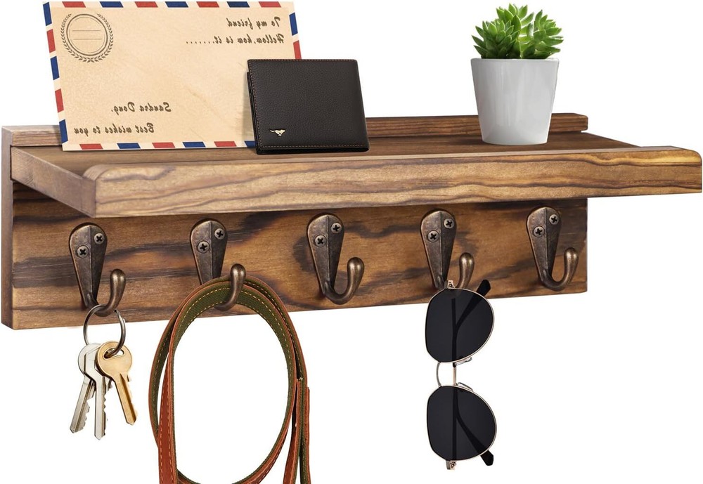 Key and Mail Holder Wall Mounted, Rustic Entryway Rack Organizer, Key, Bag, Mail
