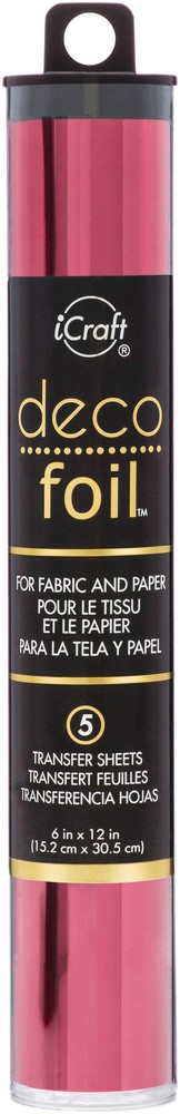 iCraft Deco Foil Transfer Sheets 6"X12" 5/Pkg-Wild Cherry