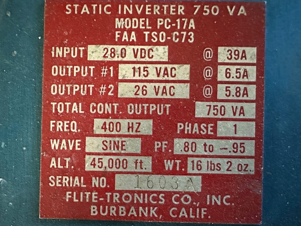 Flite-Tronics Static Inverter, PC-17A