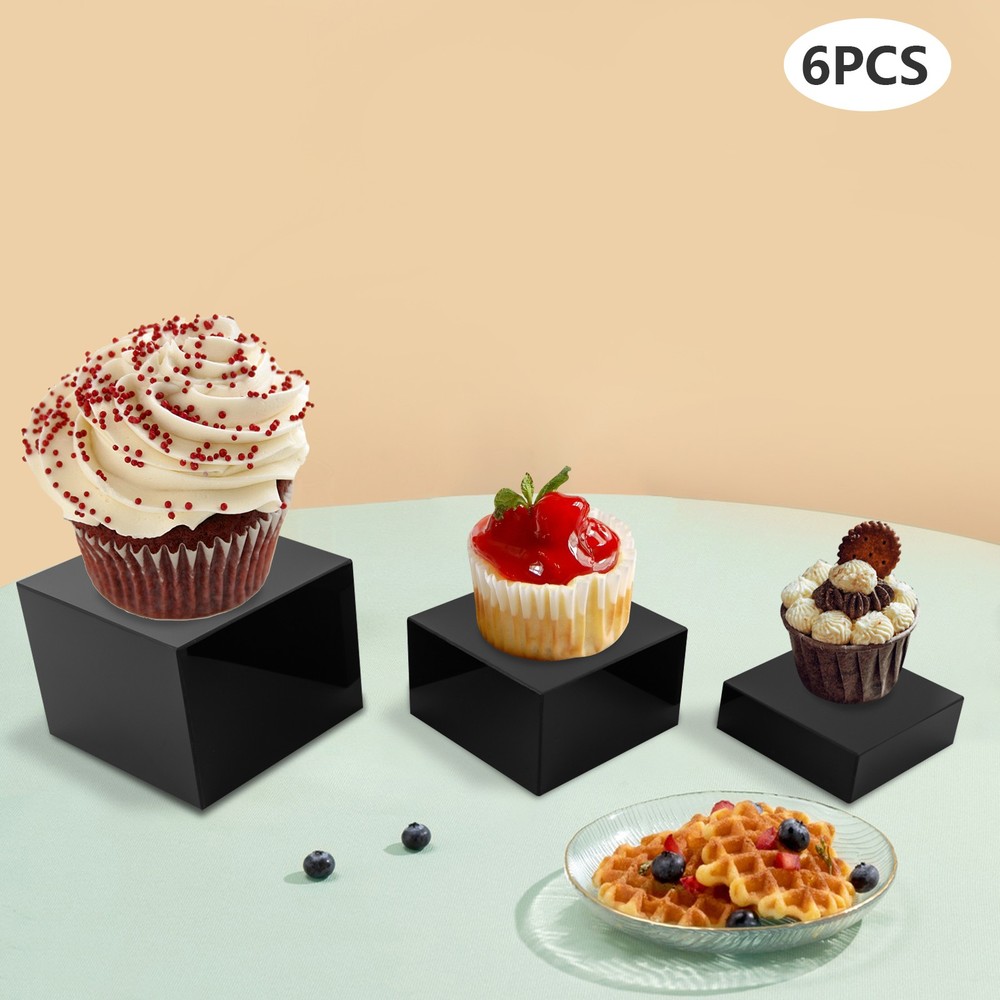 6Pcs Acrylic Display Risers Acrylic Boxes Acrylic Display Nesting Cubes Black