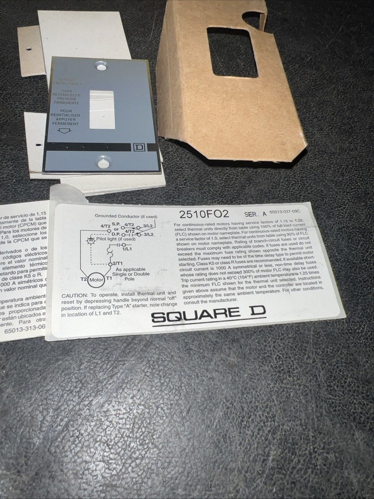 Square D 2510FO2 FHP Manual Starter
