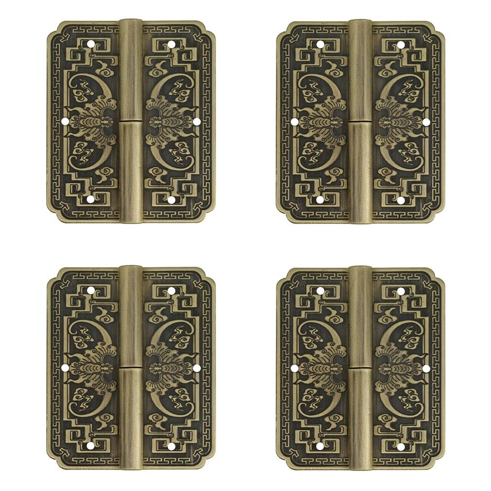 Antique Brass Double Door Hinges 4 PCS Removable for Cabinet Wardrobe