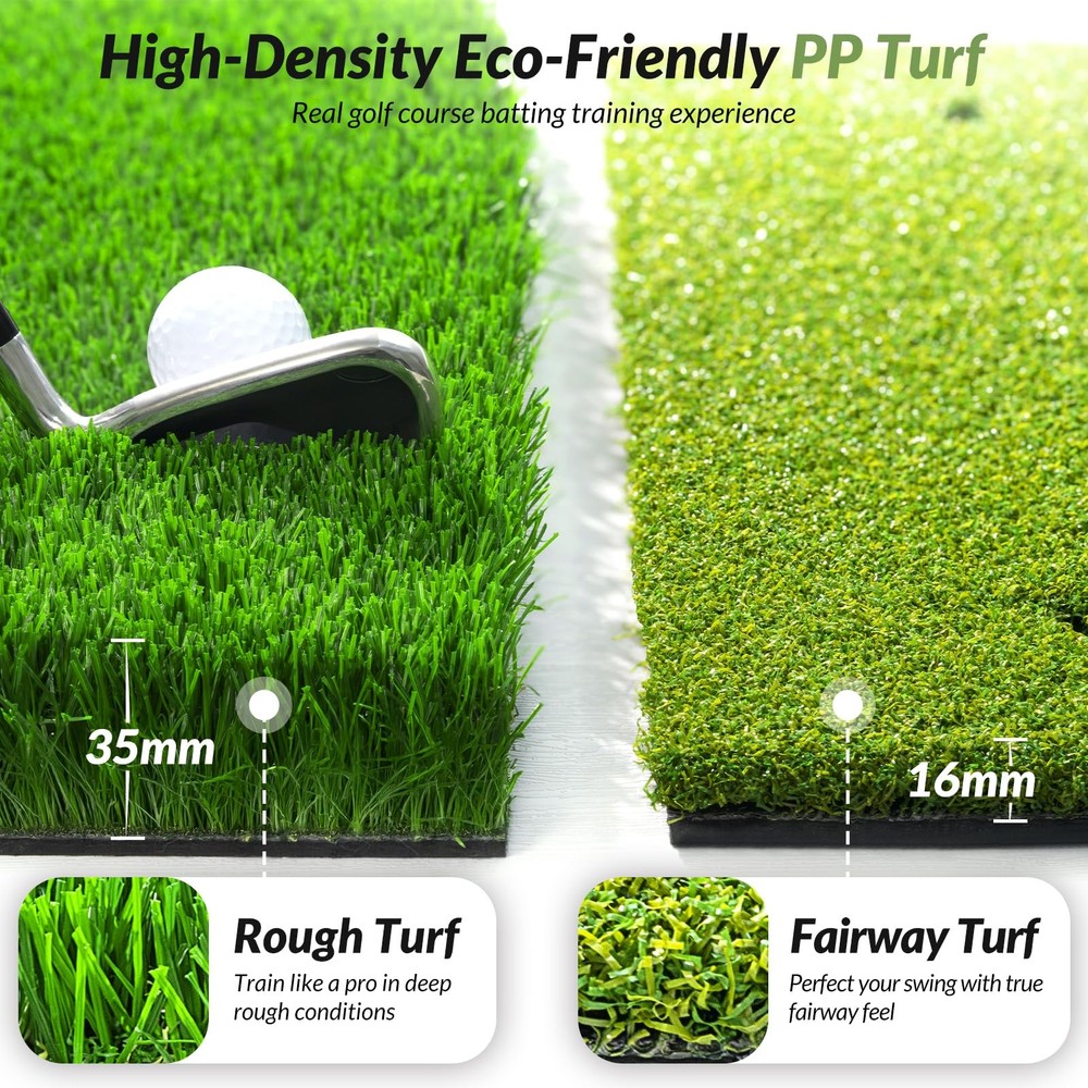 EAGLE WORK 2in1 Golf Hitting Mat with Replaceable Turf, Ball Tray and Durable...