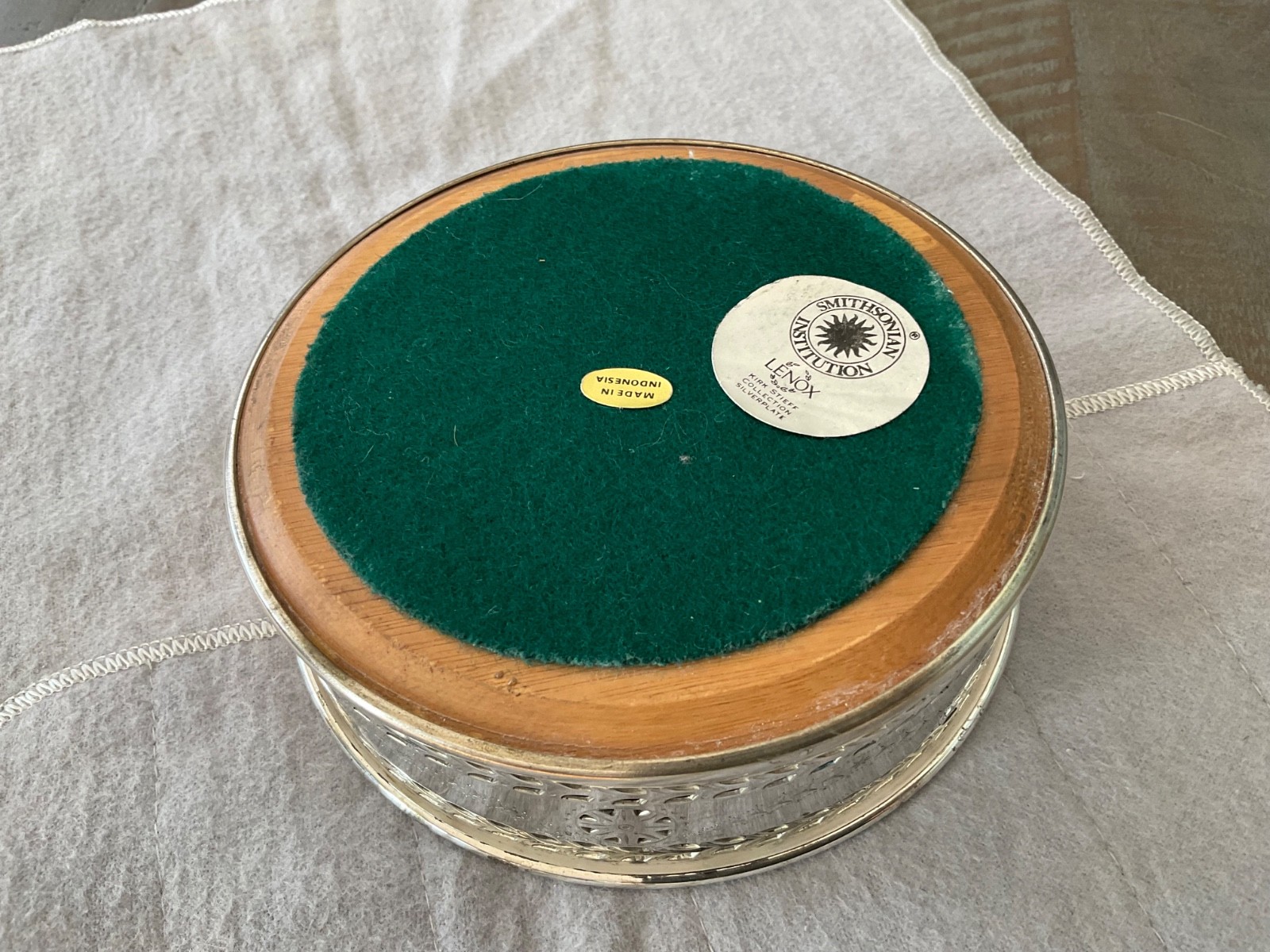 Vintage MCM Silverplate LENOX Kirk Stieff Wine Bottle Glass Coaster