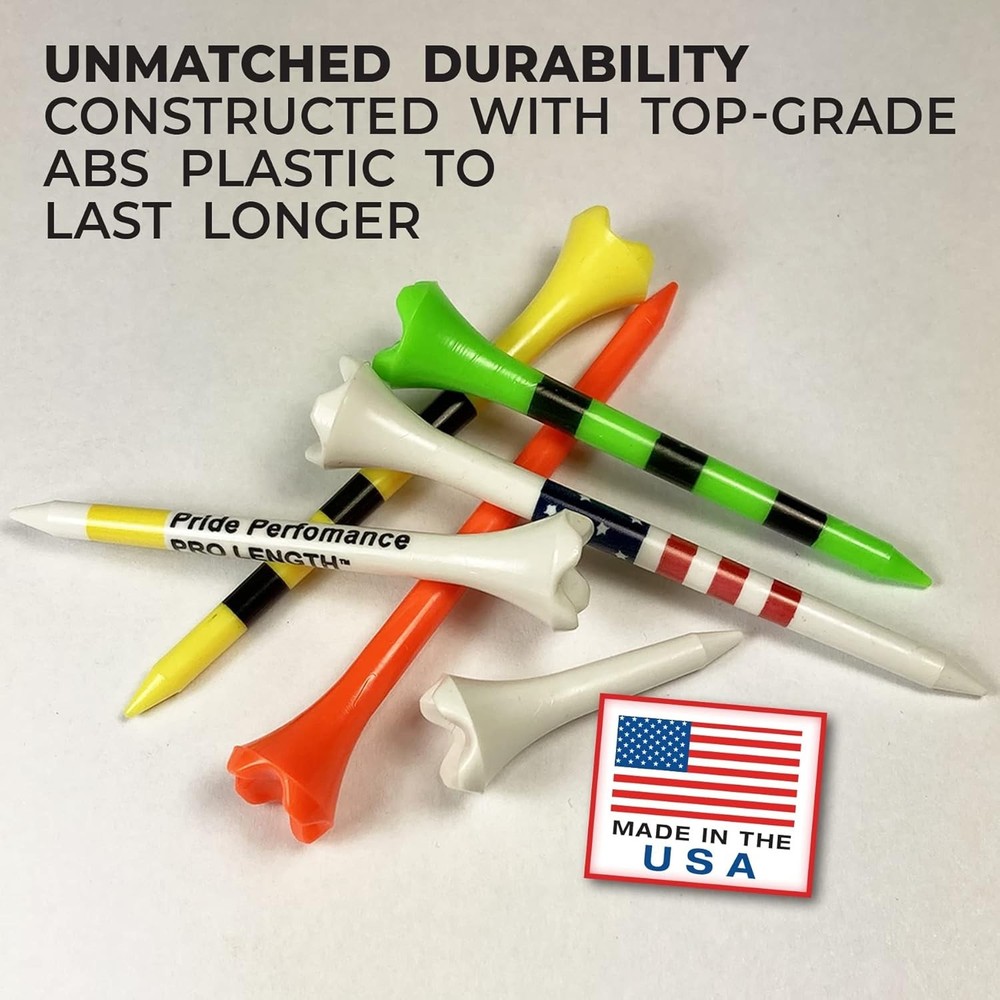 Pride Golf Tee Performance Plastic Golf Tees - Stars & Stripes - 100 Count, 3...