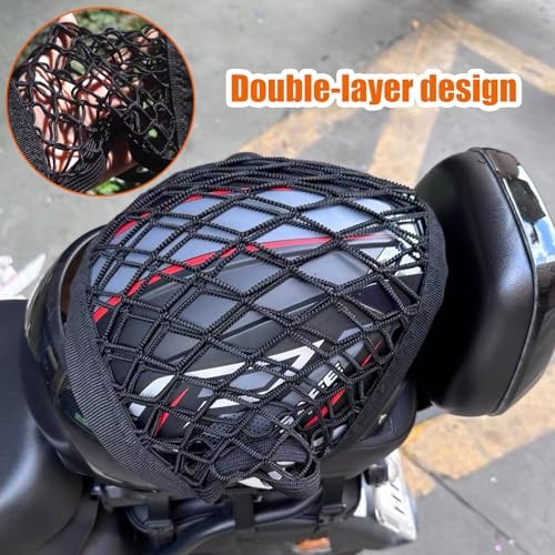 Upgrade Motorcycle Cargo Net,10"X11" Double Layer Storage Bungee Net,High