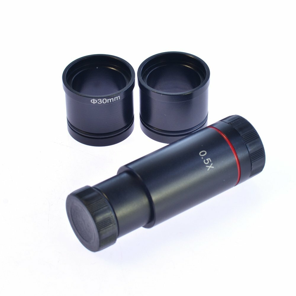 0.5X Microscope CCD Camera Reducing Lens W/ 30mm 30.5mm Adapter Rings