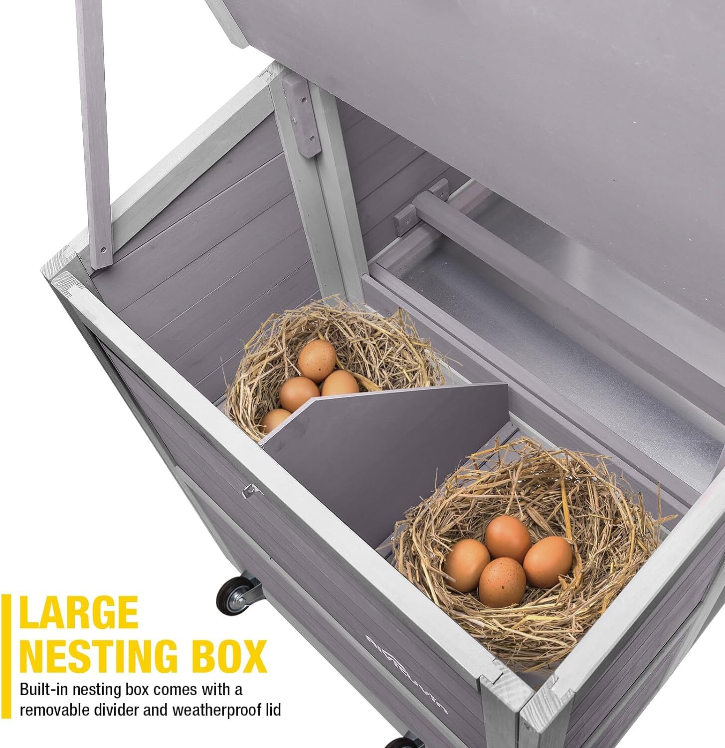 Aivituvin Chicken Coop Mobile House with Wheels Wooden Hen House Poultry Cage