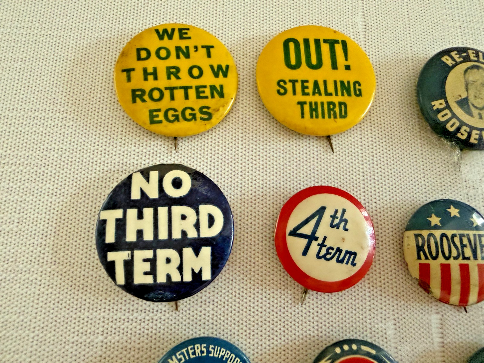 1940–44 Franklin D. Roosevelt Campaign Button Collection – Third Term 30 pins