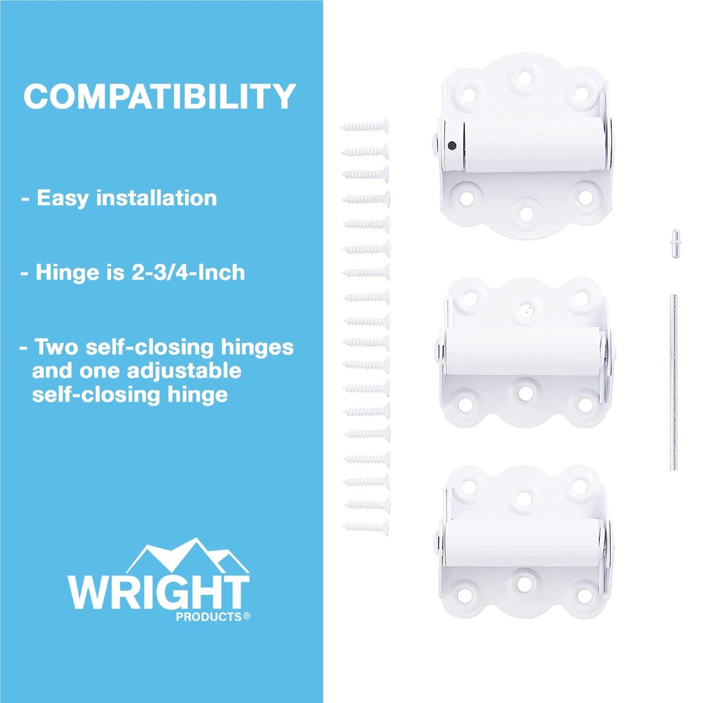 V226WH Spring Loaded Door 2PK Self Closing Hinge, White