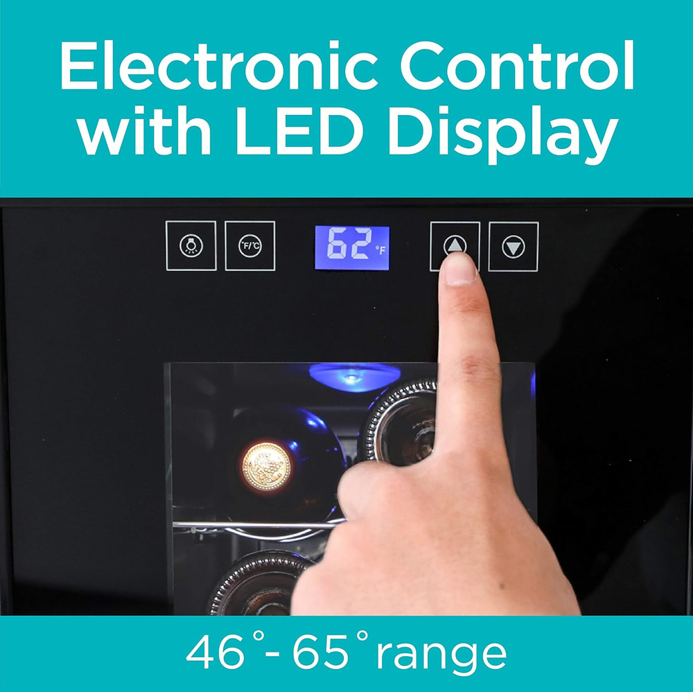 BLACK+DECKER 8-Bottle Wine Cellar with LED Display - Stylish & Compact