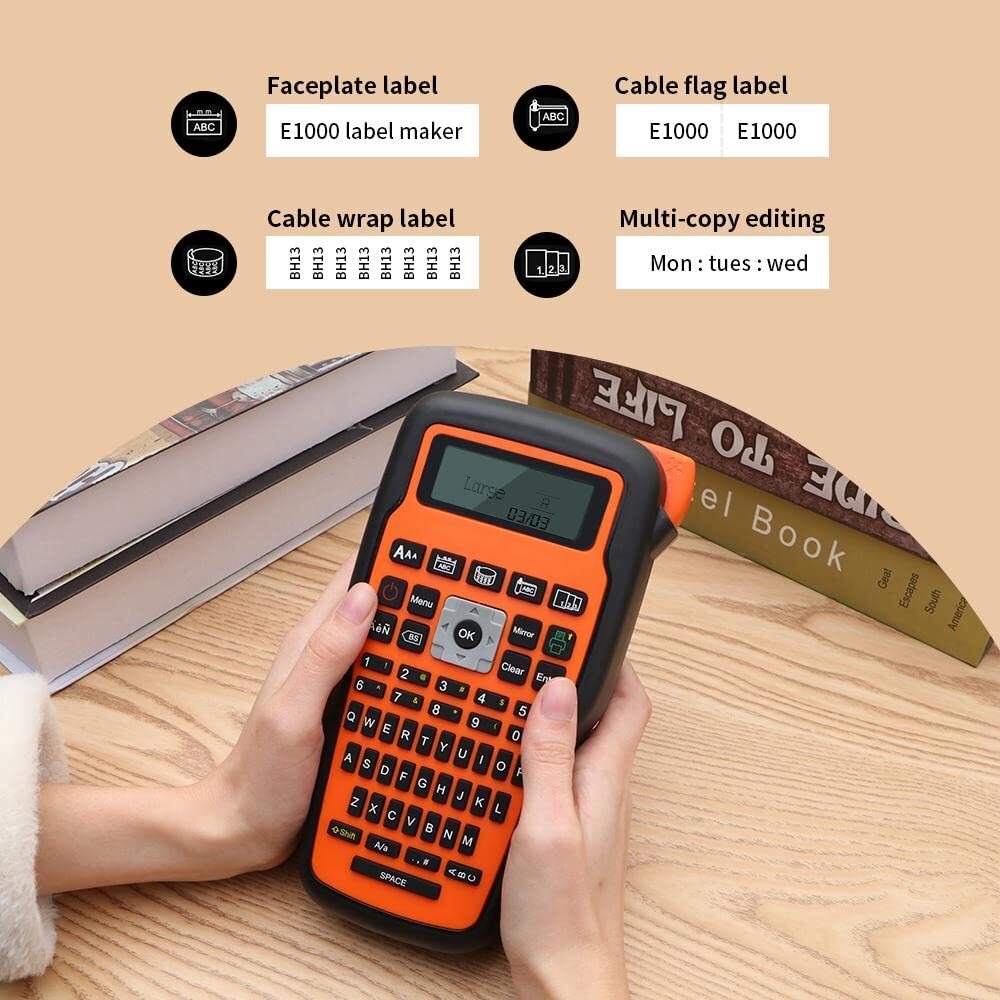 Label Maker Machine E1000 Portable Handheld Labeler Machine P-Touch TZe-231