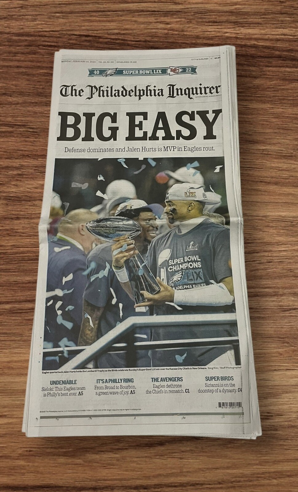 Philadelphia Inquirer Eagles Super Bowl LIX 59 Win Newspaper 2/10/25 Feb 10 2025