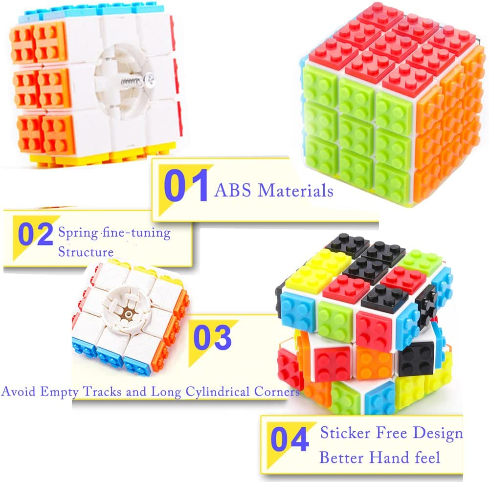 Ulanlan Speed Magic Rubix Cube 3x3 Build-on Brick Smooth Turning Cube...