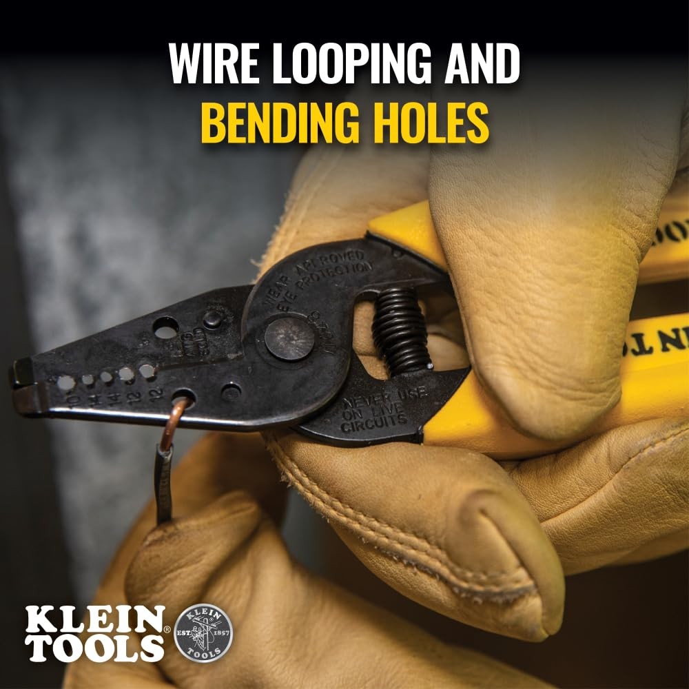 Klein Tools 11048 Dual Wire Stripper Cutter for Solid Wire, Small, Yellow
