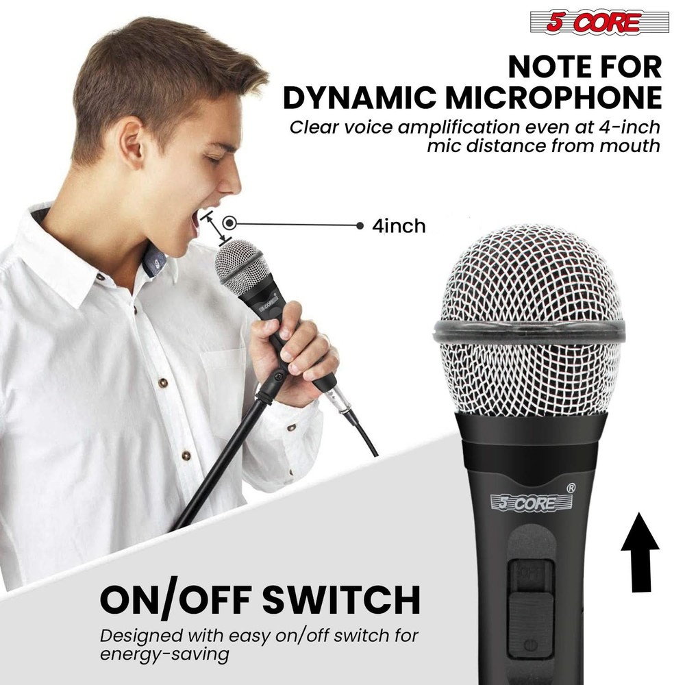 5Core XLR Microphone Dynamic Mic Karaoke Singing Studio Mics Handheld Microfono