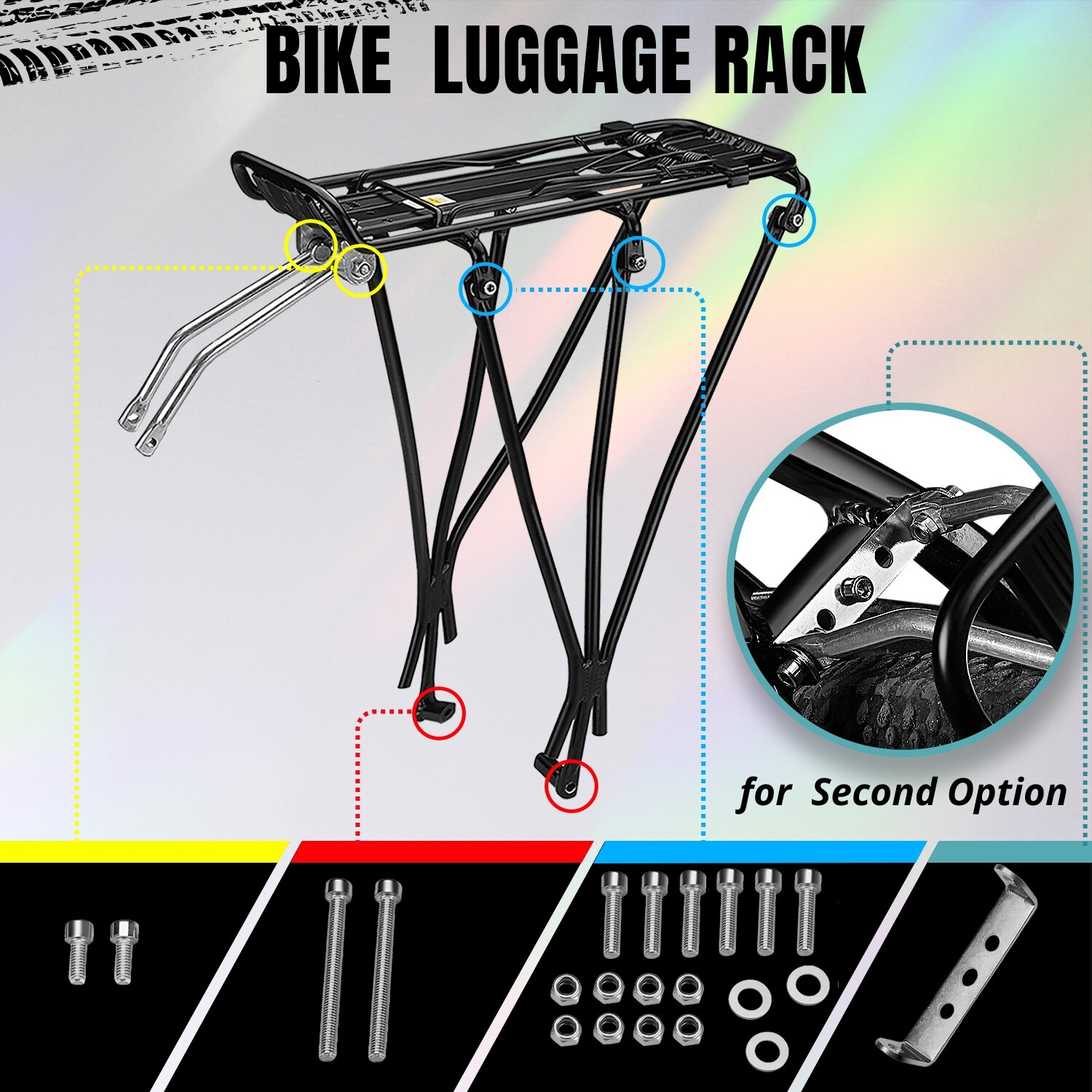 Bike Rear Rack Mount - Bicycle Back Seat Carrier Rack Aluminum for Road MTB Bike