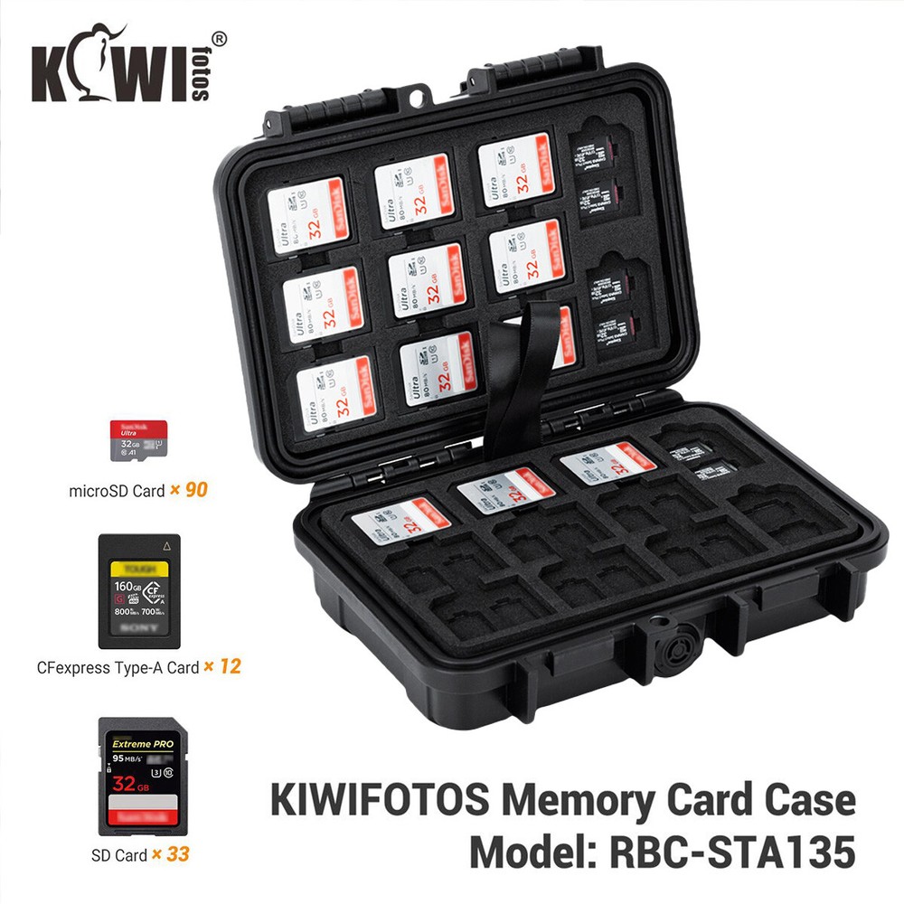 135 Slots Memory Card Case for TF SD SDHC SDXC CFexpress Type-A IP67 Waterproof