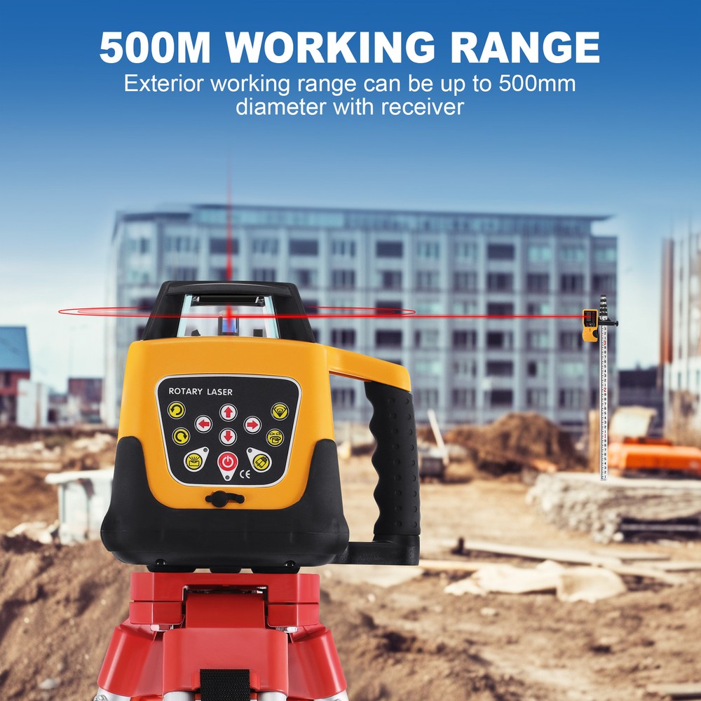 Self-Leveling 360° Rotary Rotating Red Laser Level Tool Kit Automatic 500m Range