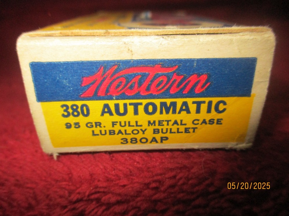 Vintage Western Cartridges, 380 Automatic 95 gr., Ammo Box, (Empty)