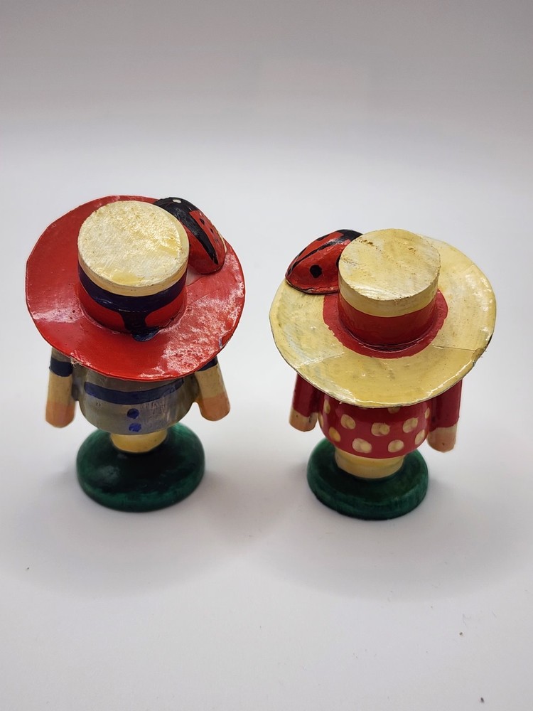 Wooden Ladybug Hat Figurine set, Novelty, Multicolor