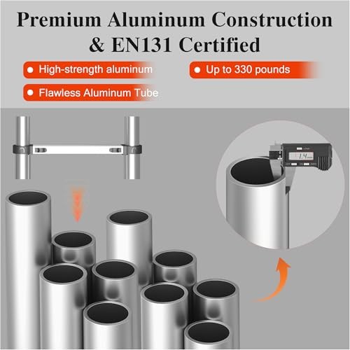 Adjustable Retractable Telescoping Ladder Extension 12.5 FT Pure Silver