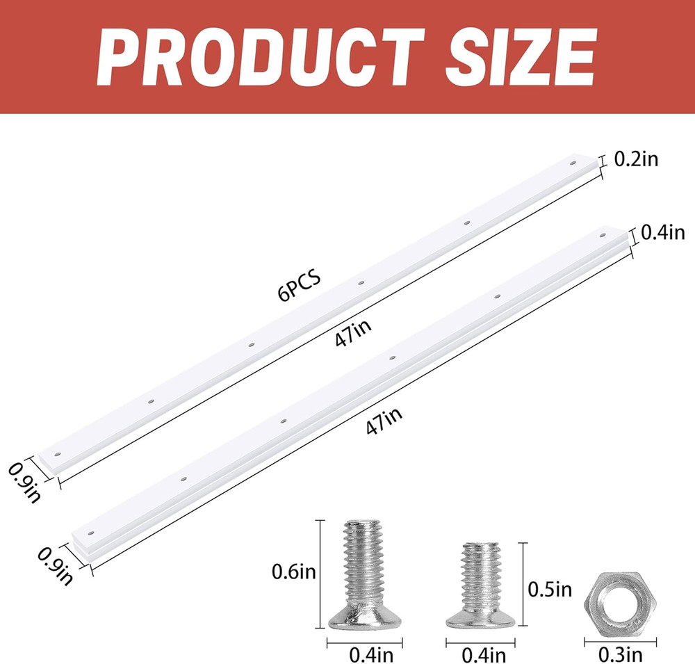 6 Pcs Sledding Runner Kit with Nuts and Screws, 47'' × 0.9'' Sled Runner Strips,