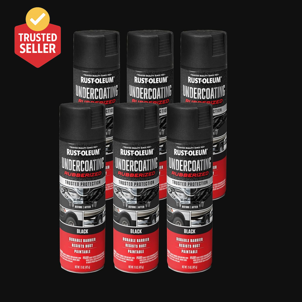 248657-6PK Stops Rust Undercoating Spray, 15 Oz, Rubberized Black, 6 Pack