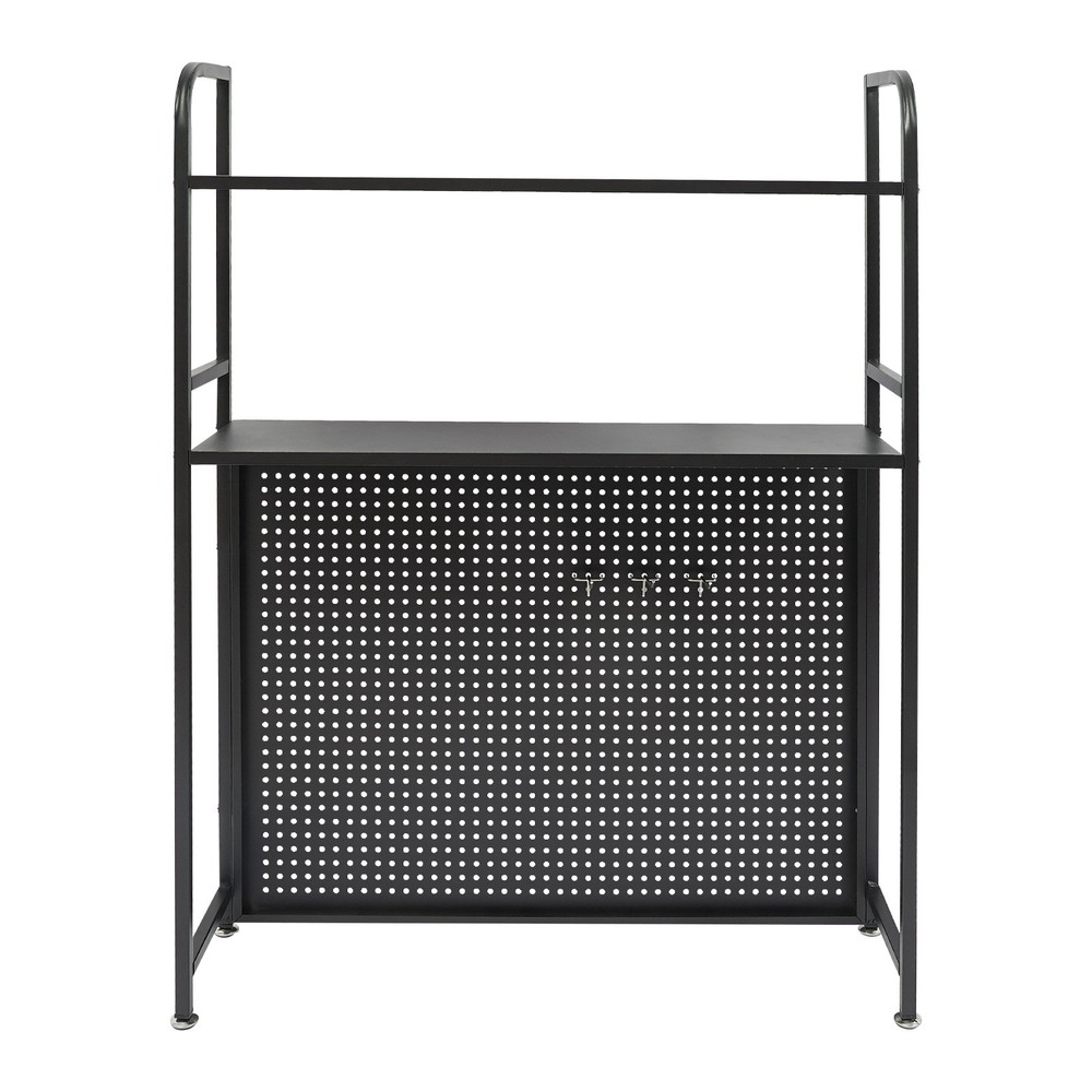 2-Tier Desktop Shelf Bracket with Pegboard Tabletop Organizer Bookshelf Storage