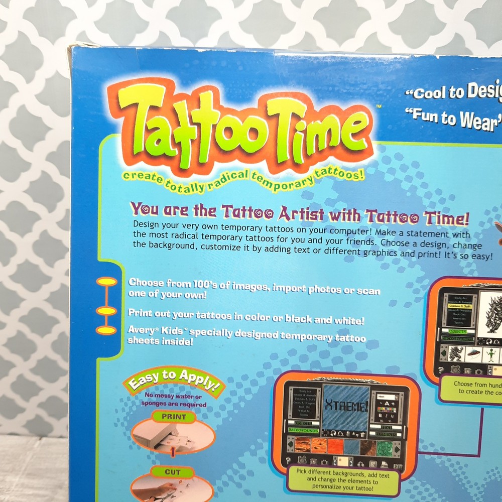 Vintage Tattoo Time Create and Print Temporary Tattoos Software Win 95/98