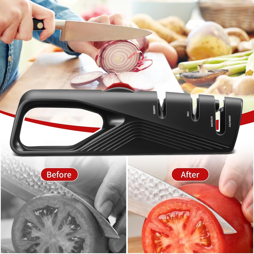 5 Precision Adjust Knife Sharpener- 3-Stage Premium Kitchen Knife Sharpener t...