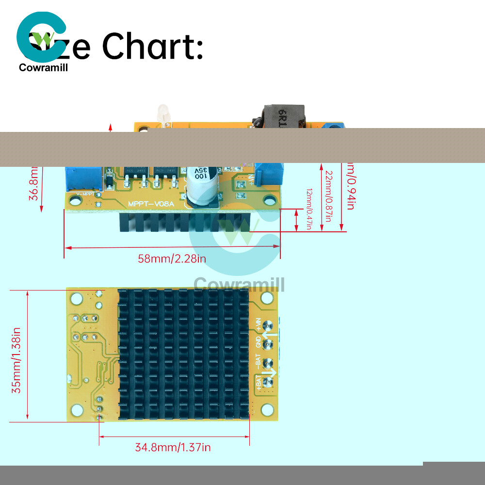 DC8-28V 5A 100W MPPT Solar Charging Panel Regulator Controller 9V 12V 24V Switch