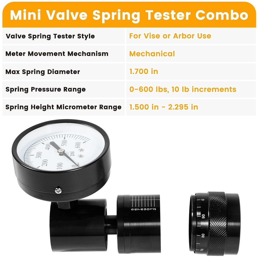 66841 Mini Valve Spring Tester Micrometer Spring Checker for Vise Arbor Press