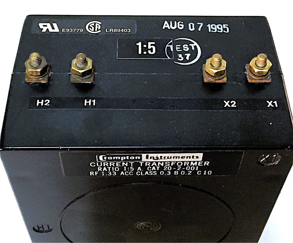 CROMPTON INSTRUMENTS 20-2-001 CURRENT TRANSFORMER RATIO 1:5 A