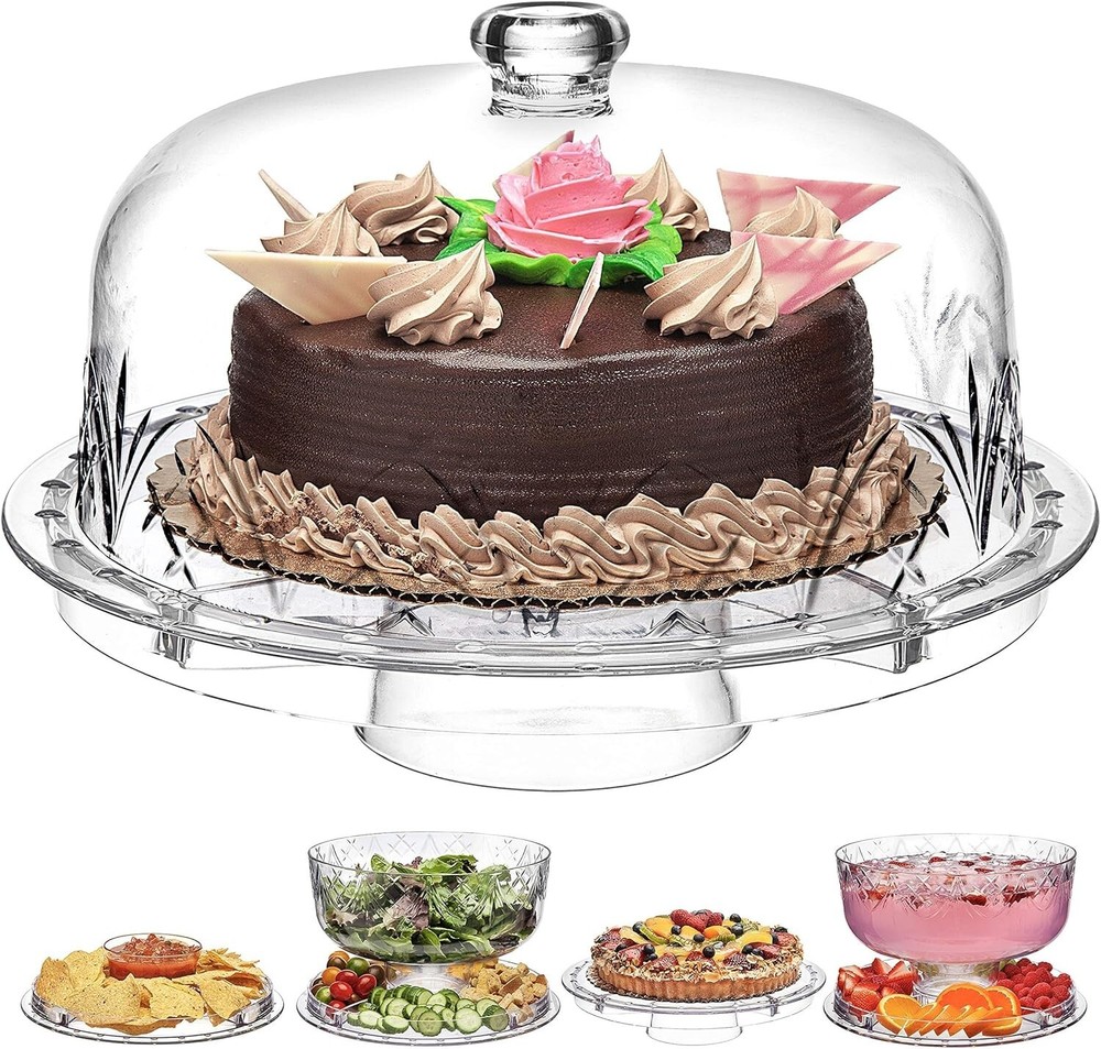 Multi-Purpose Shatterproof Acrylic Cake Stand & Dome - Perfect for Entertaining