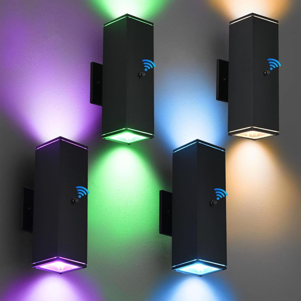 Smart Outdoor Wall Lights 4 Pack RGB