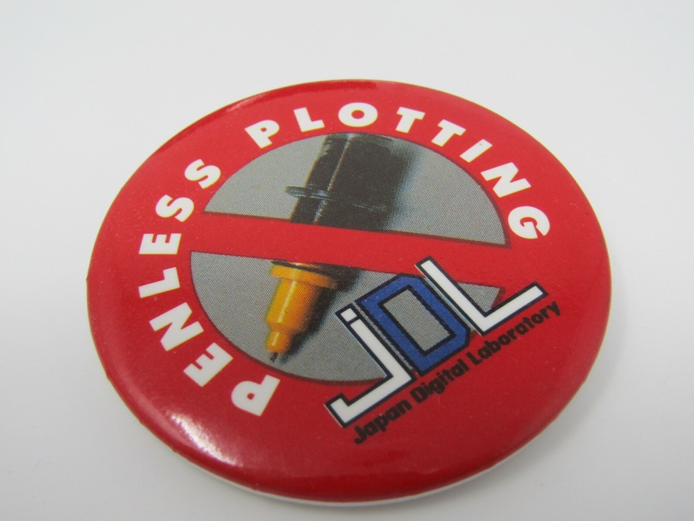 Vintage JDL Pinback Button Penless Plotting Japan Digital Laboratory Computer
