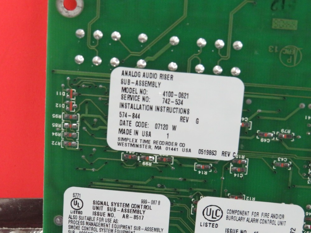 SIMPLEX 4100-0621 ANALOG AUDIO RISER BOARD 566-242 243