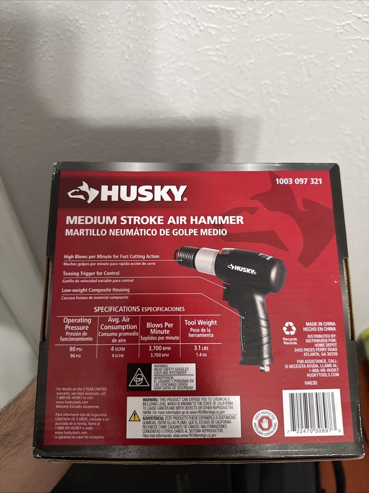 Husky Medium Stroke Air Hammer Power Tool - New In Box