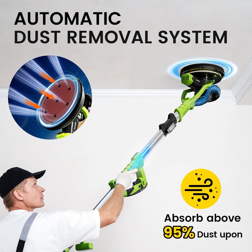 Drywall Sander, 1050W 7.2A Popcorn Ceiling Removal Tool, Automatic Drywall Sa...