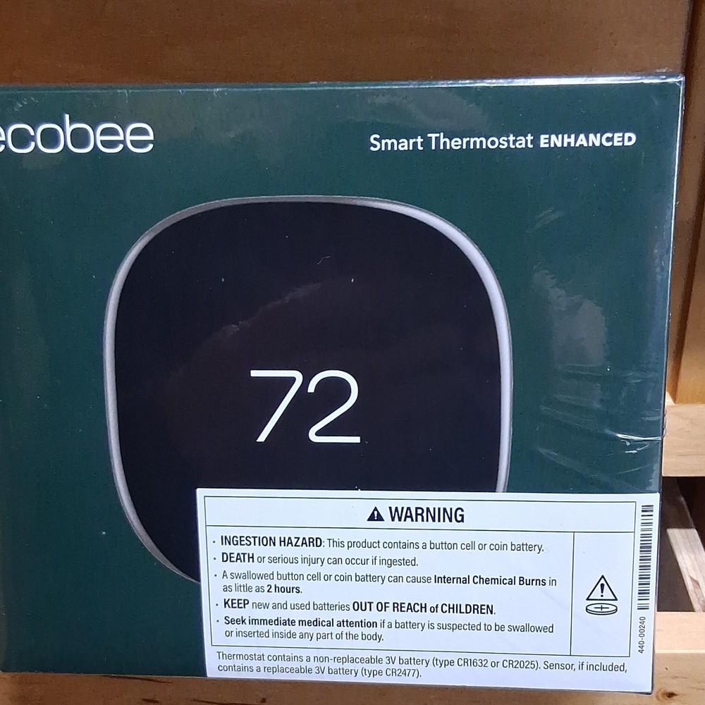 ecobee Programmable Digital Thermostat Black Square Electric Battery Powered