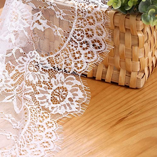 5 Packs Lace Table Runner 14x120 Inch Rustic Wedding White 5pcs Plain White