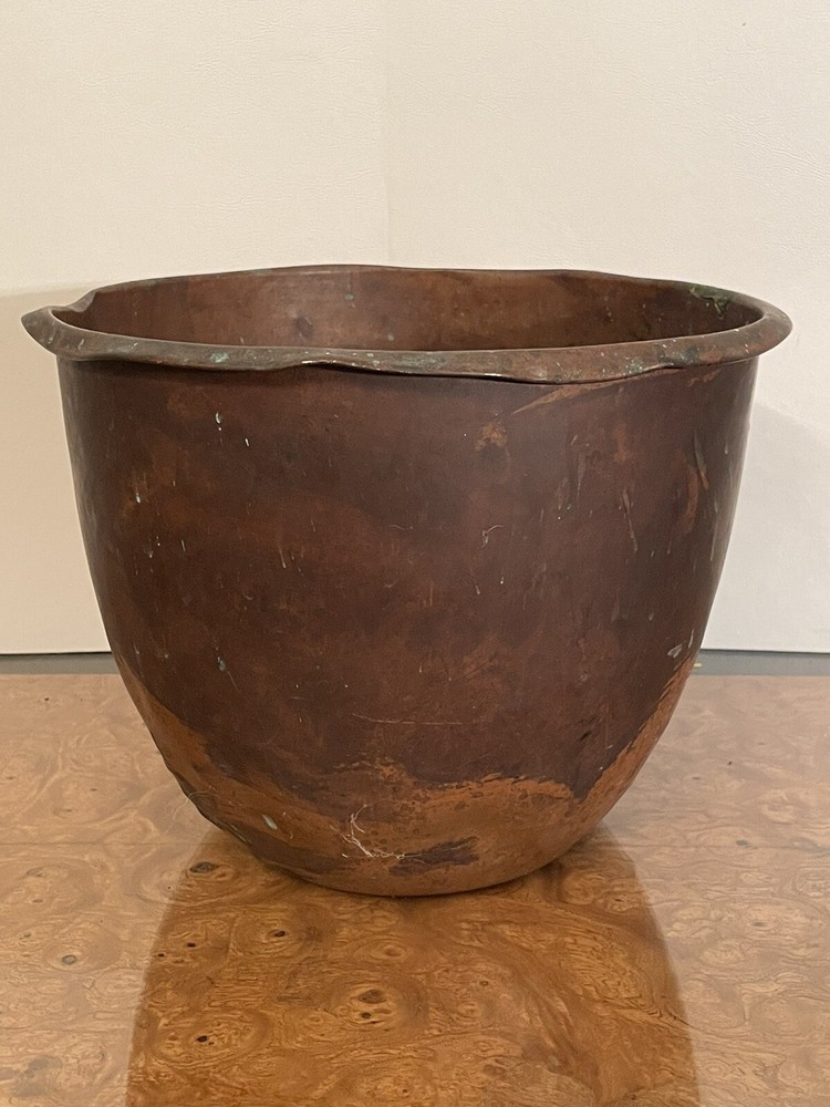 Vintage Rustic Primitive Copper Pot Pale Planter Mixer