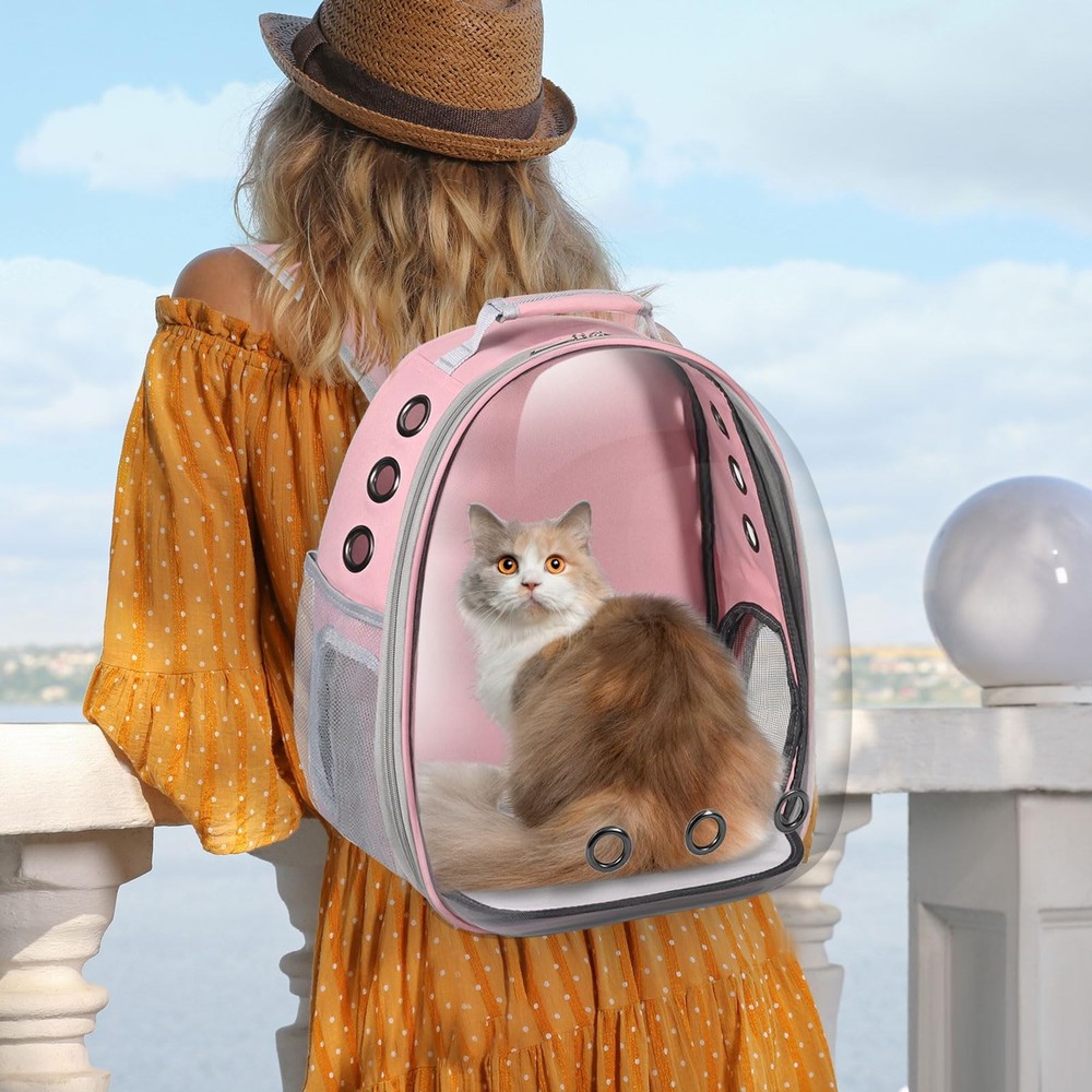 Cat Carrier Backpack, Pet Carrier Backpack Front Pack for Small Medium Cat Pink
