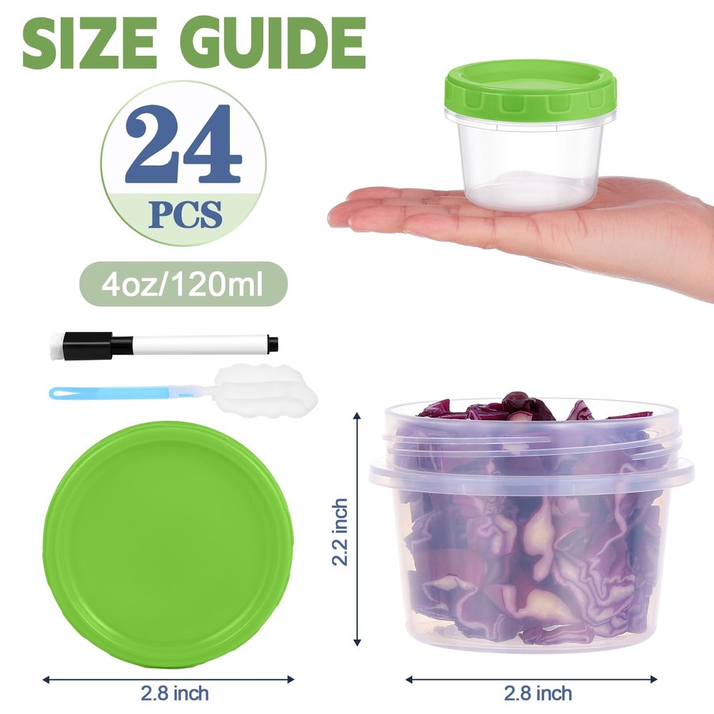 Yomarket 4 oz Small Plastic Containers with 4 oz, Multicolor-B(24pcs 4oz)