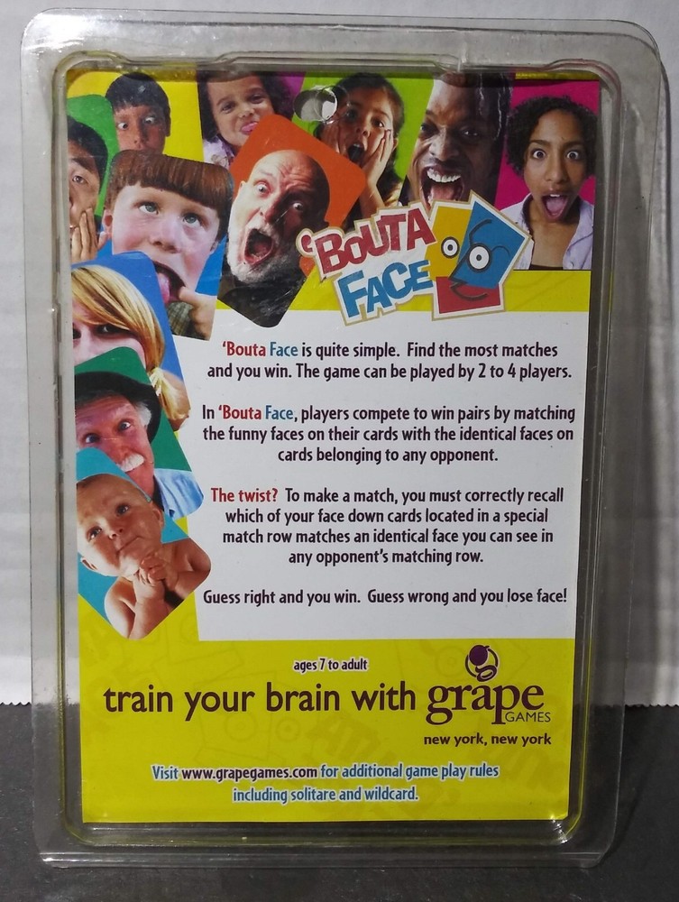 Grape Games 'Bouta Face Memory Card Game Ages 7+