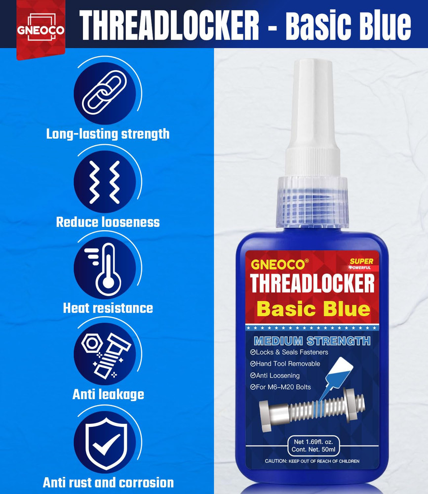 Threadlocker Blue and Red, Thread Lock Medium and High Strength Lock Tight for N