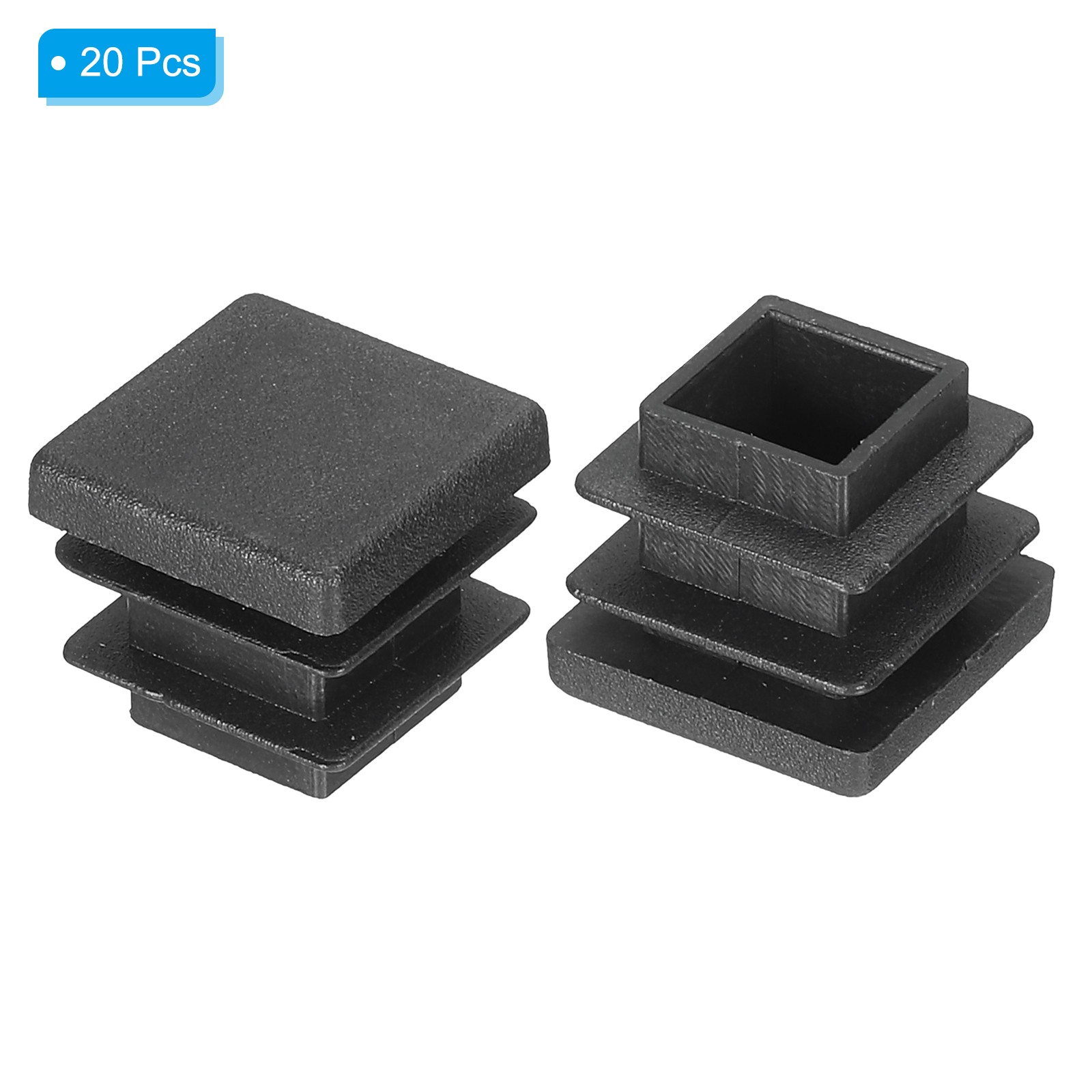 20Pcs 5/8"x5/8" Plastic Tubing End Caps Square Hole Plug Insert Black