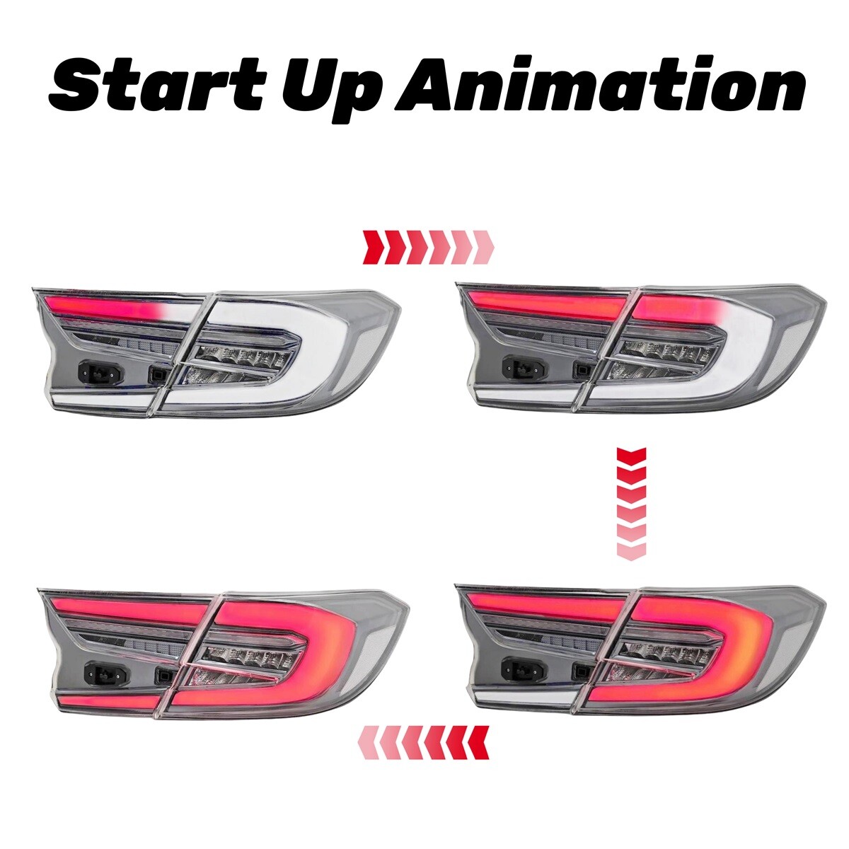 OEM+ LED Tail Lights for Honda Accord Sedan 2018-2022 10th Gen Smoked Chrome